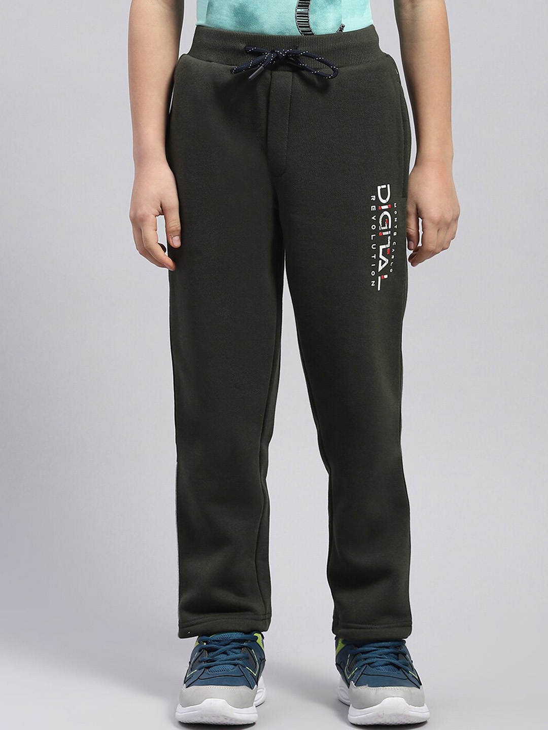 Monte Carlo Boys Typographic Printed Track Pants, Olive