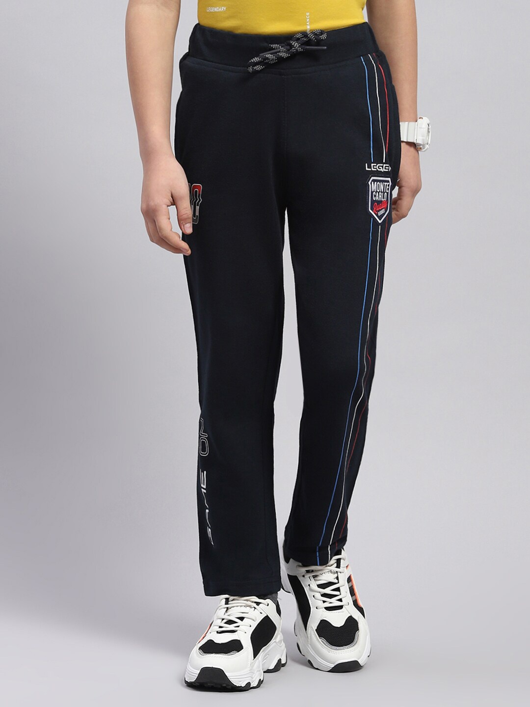 Monte Carlo Boys Typography Printed Track Pants, Navy blue
