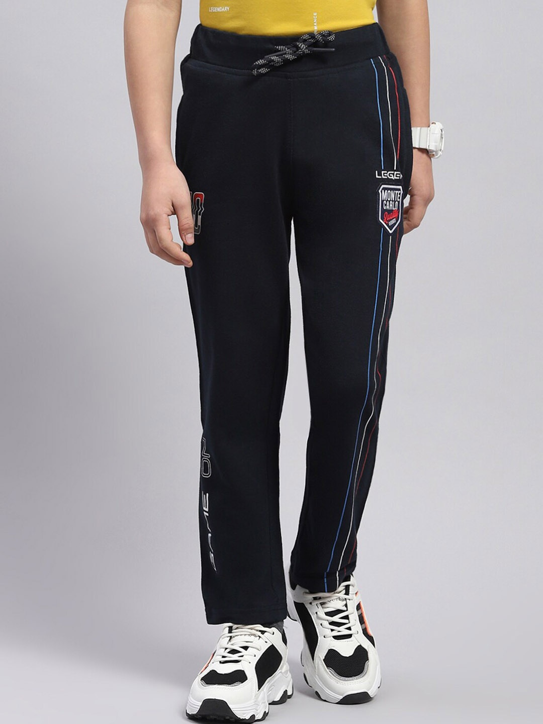 Monte Carlo Boys Typography Printed Track Pants, Navy blue