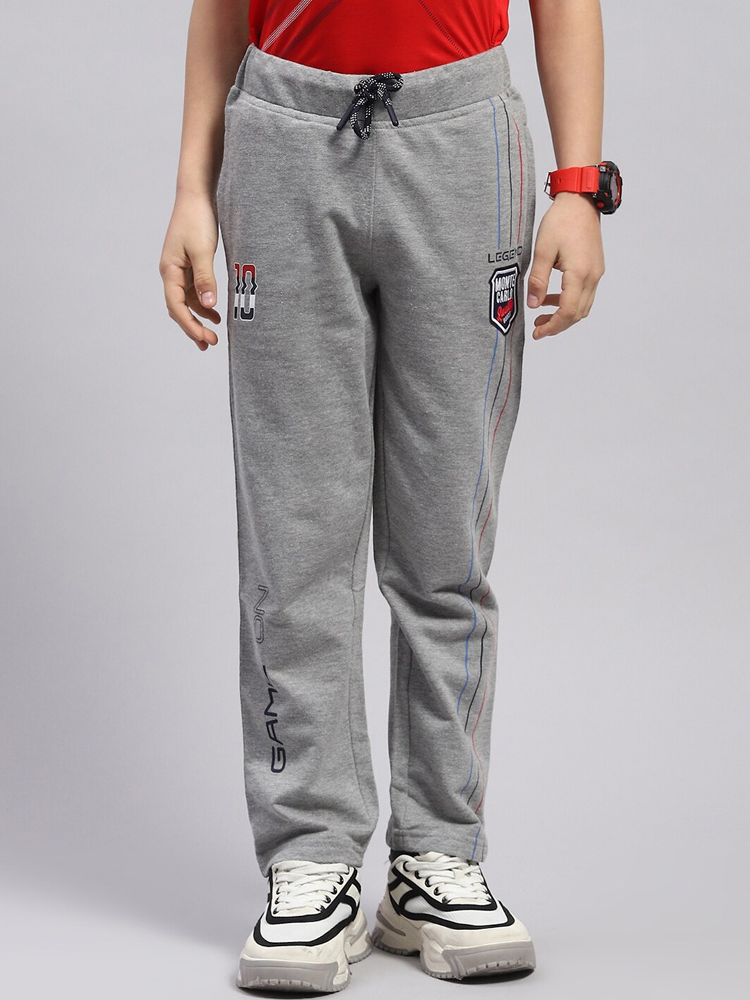

Monte Carlo Boys Typography Printed Track Pants, Grey