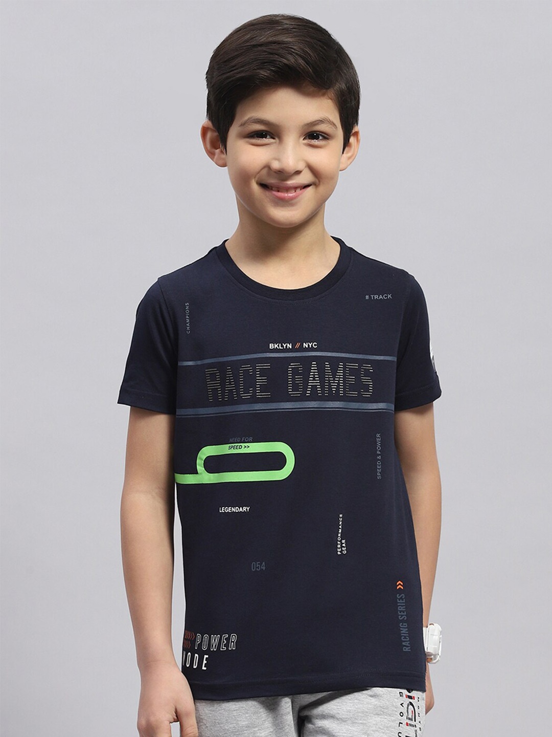 

Monte Carlo Boys Summar Typography Printed Round Neck Regular T-shirt, Navy blue