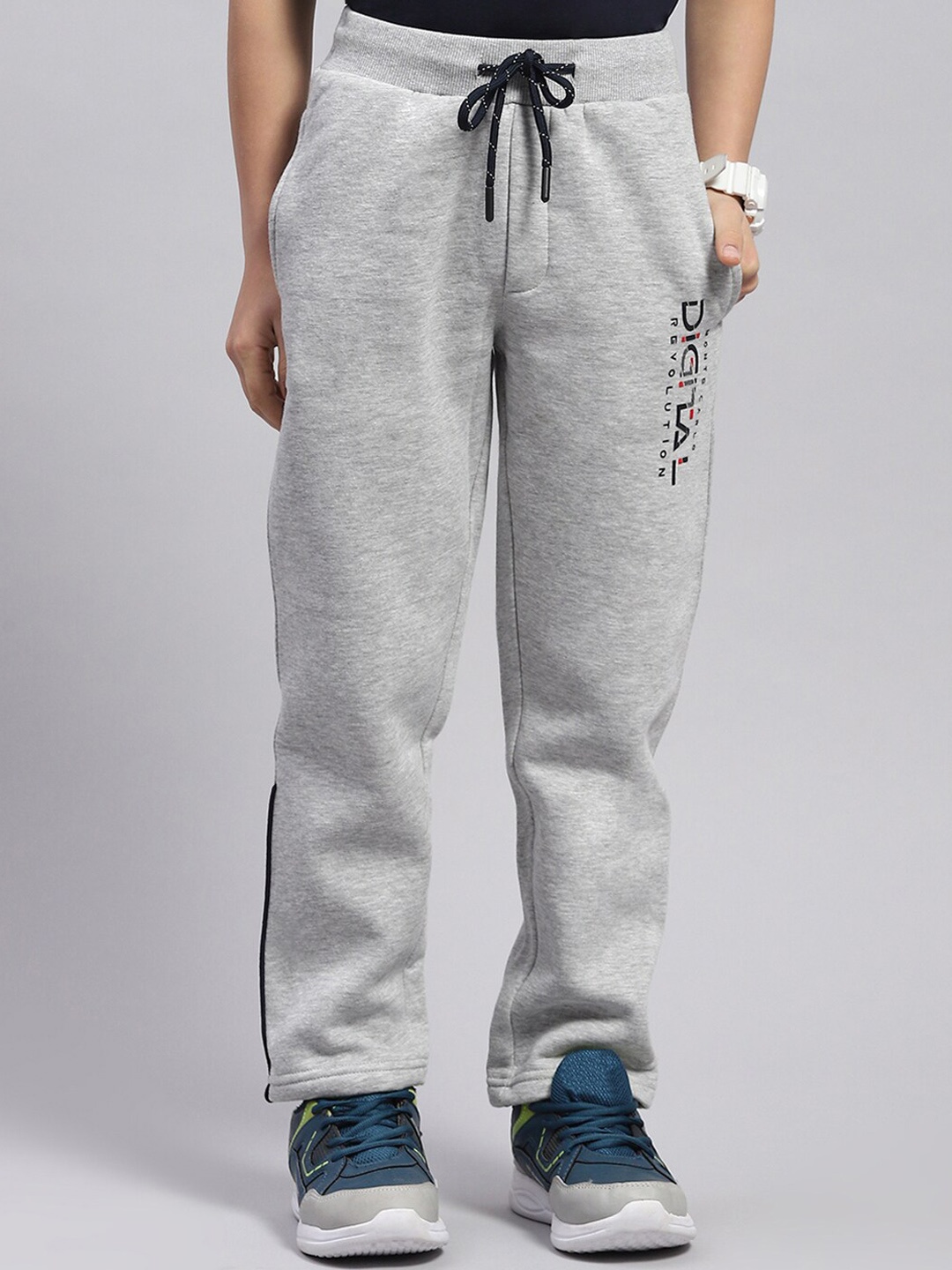 

Monte Carlo Boys Typographic Printed Track Pants, Grey