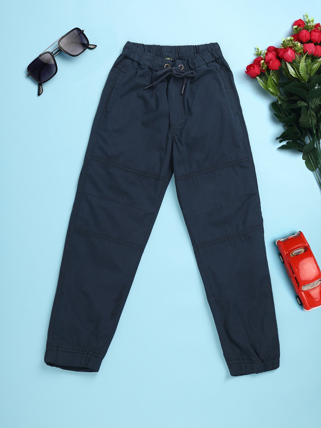 V-Mart Boys Mid Rise Twill Cotton Trouser, Navy blue