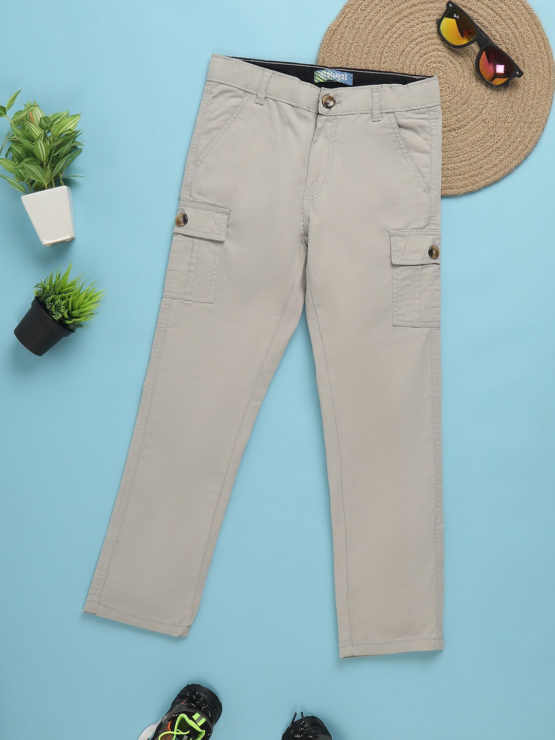 

V-Mart Boys Mid Rise Cotton Cargos Trouser, Grey