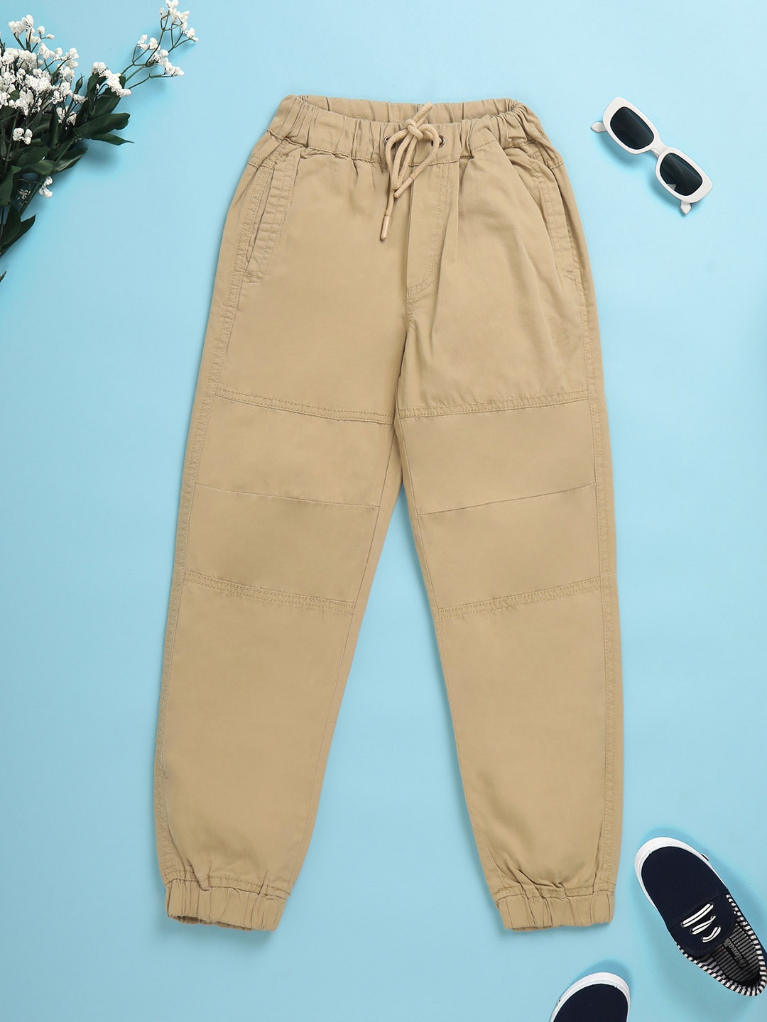 

V-Mart Boys Twill Mid-Rise Cotton Trousers, Beige