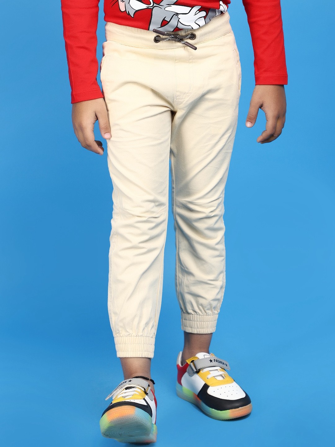 

V-Mart Boys Mid Rise Cotton Joggers Trouser, Beige