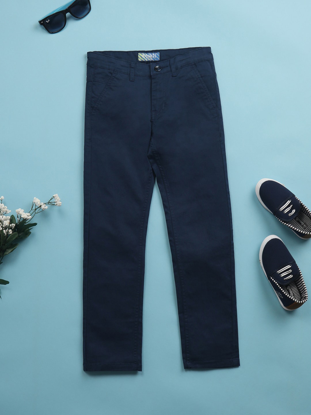 

V-Mart Boys Mid Rise Cotton Chinos Trouser, Blue