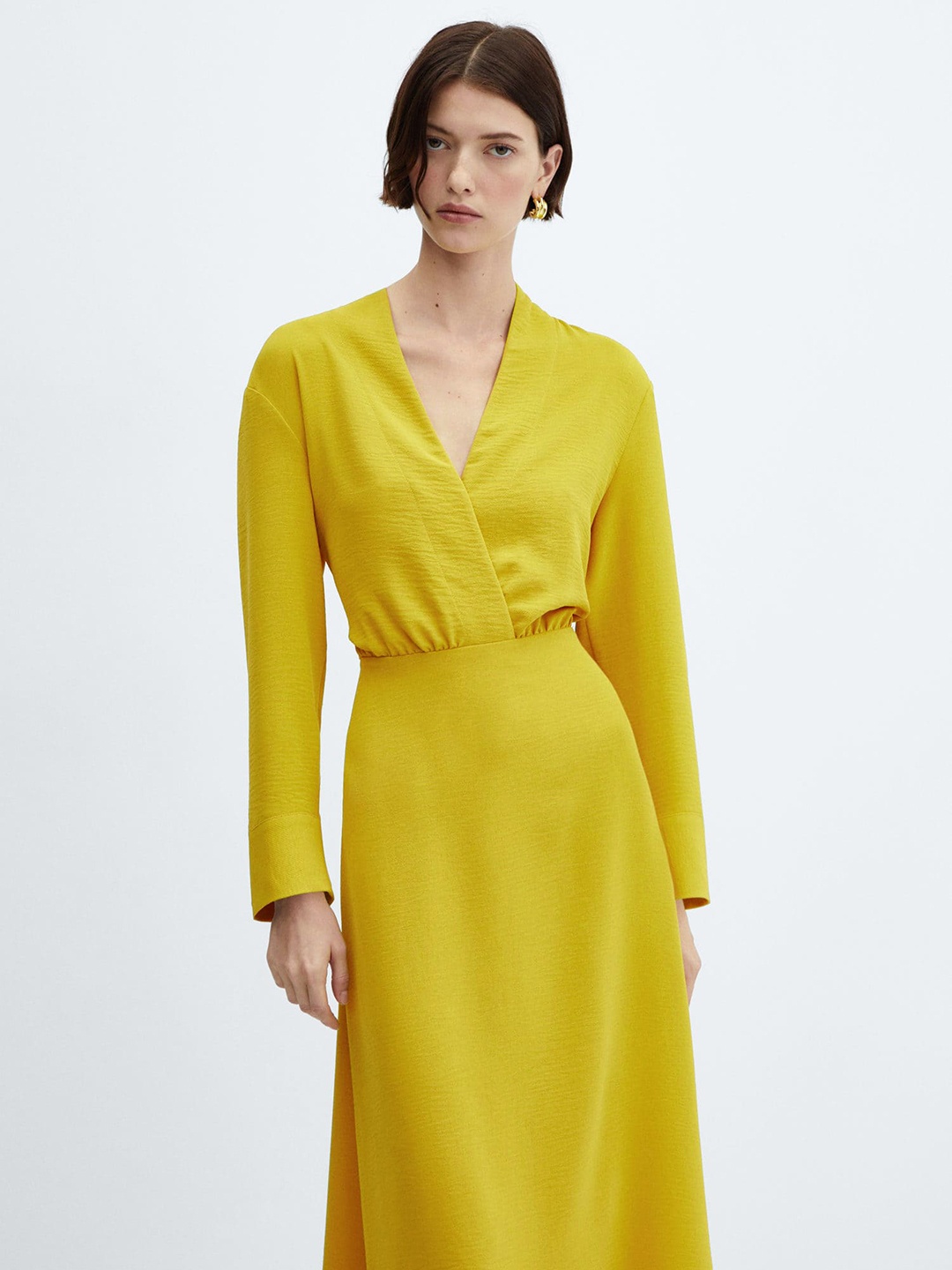 

MANGO Wrapped Midi Dress, Mustard