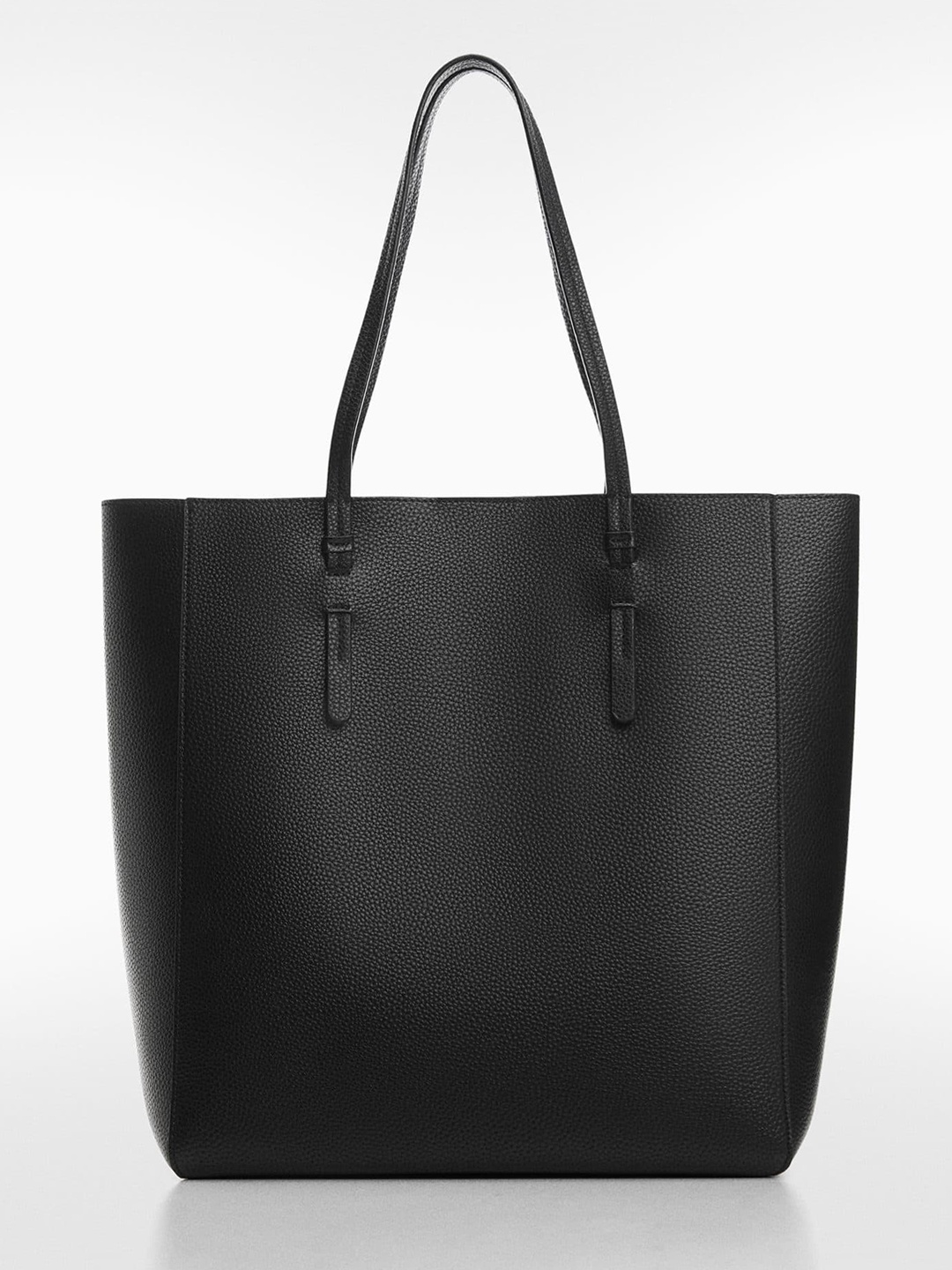 

MANGO Textured Shopper Tote Bag, Black