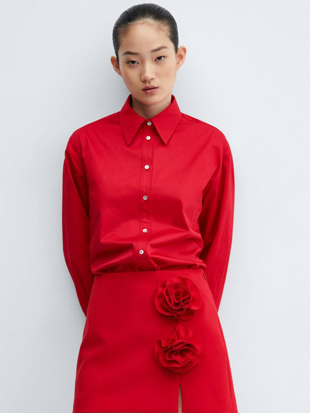 

MANGO Long Shirt, Red