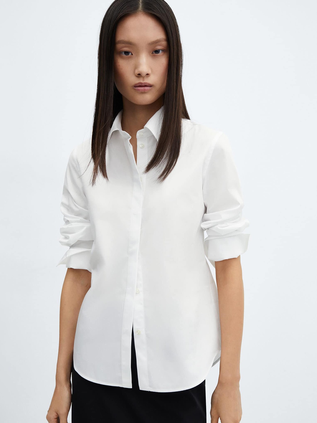 

MANGO Pure Cotton Shirt With Jewel Cuffs, White