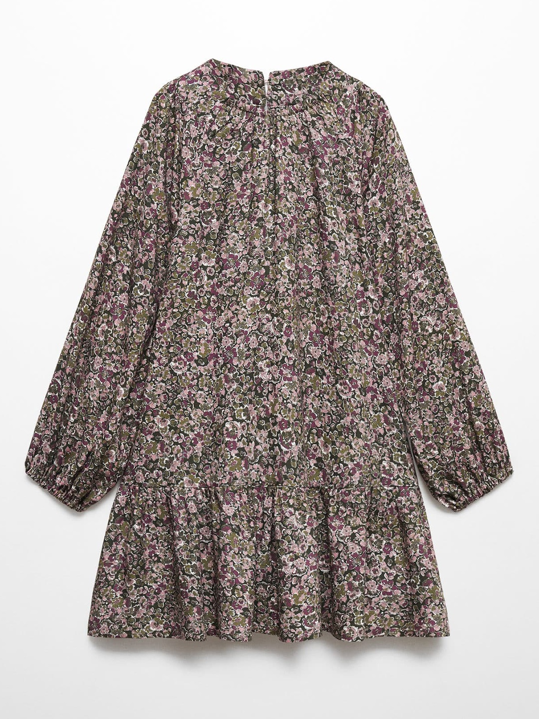 

Mango Kids Girls Floral Print Puff Sleeve A-Line Dress, Green