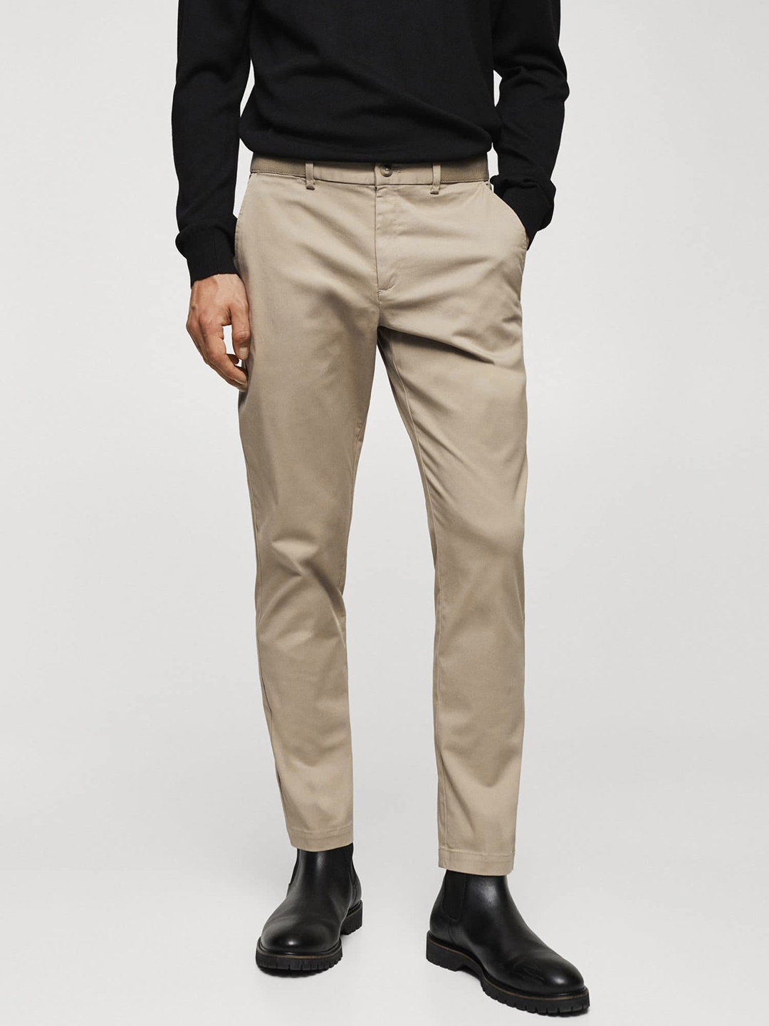 

MANGO MAN Tapered Fit Trousers, Beige