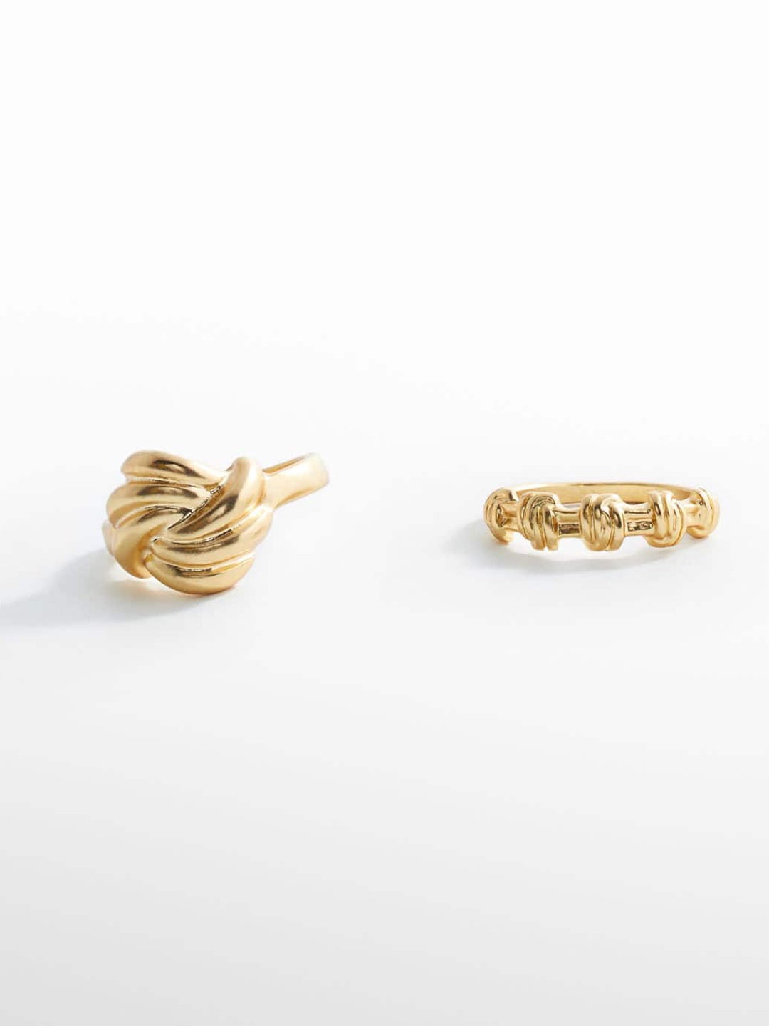 

MANGO Women Set Of 2 Textured Rings, Gold