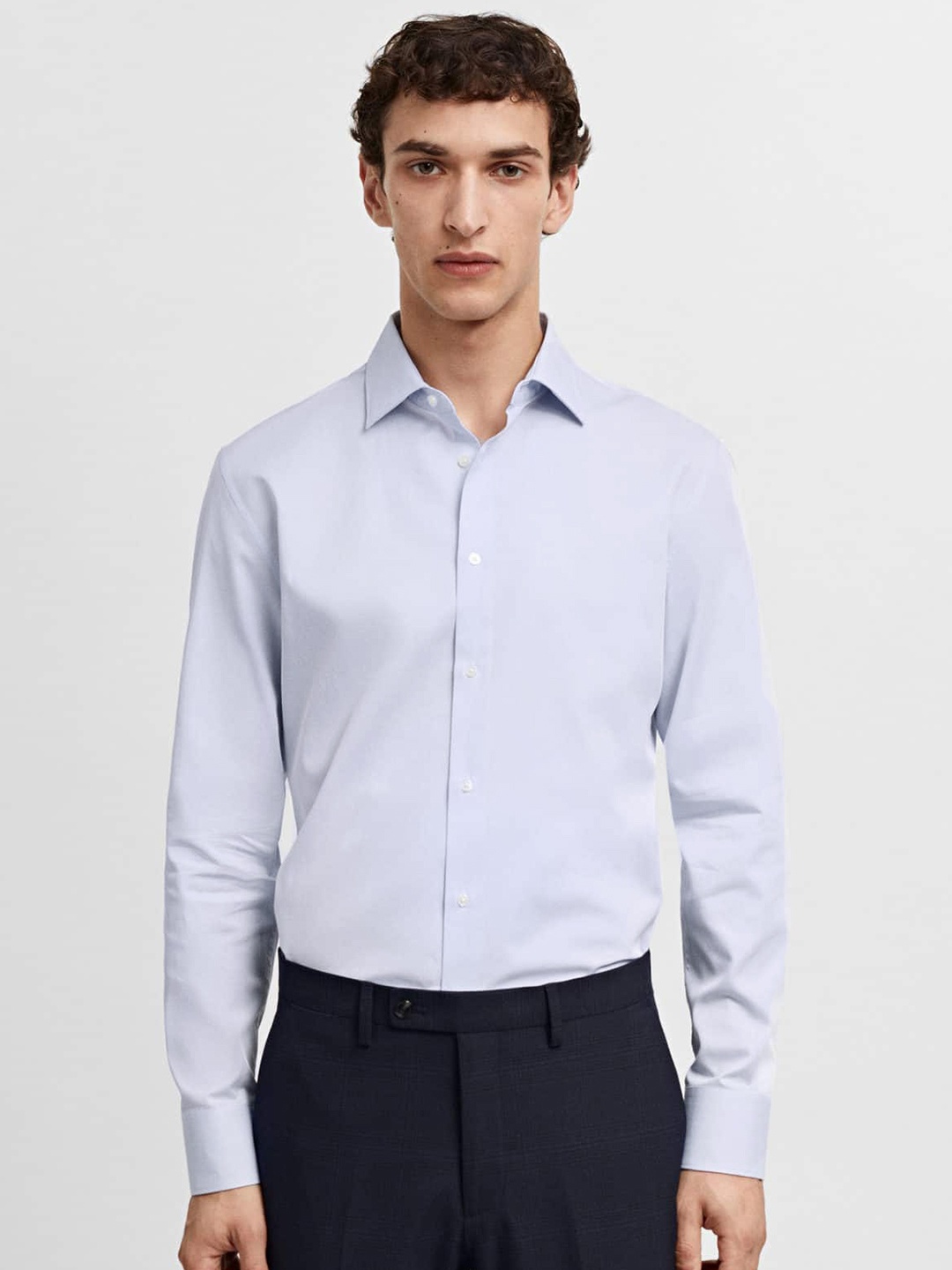 

MANGO MAN The Suit Collection Slim Fit Pure Cotton Shirt, Blue