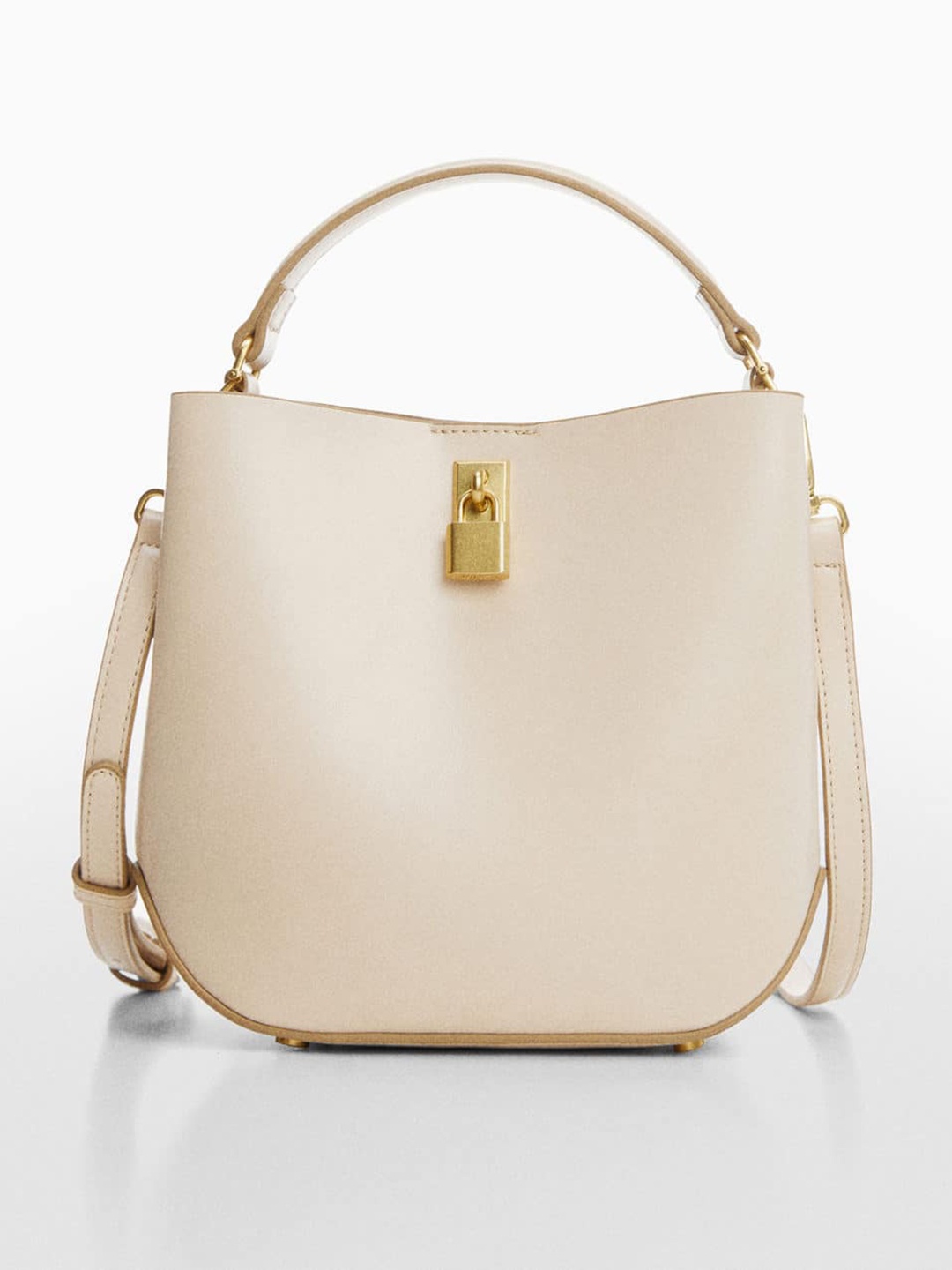 

MANGO Structured Handheld Bag, Beige