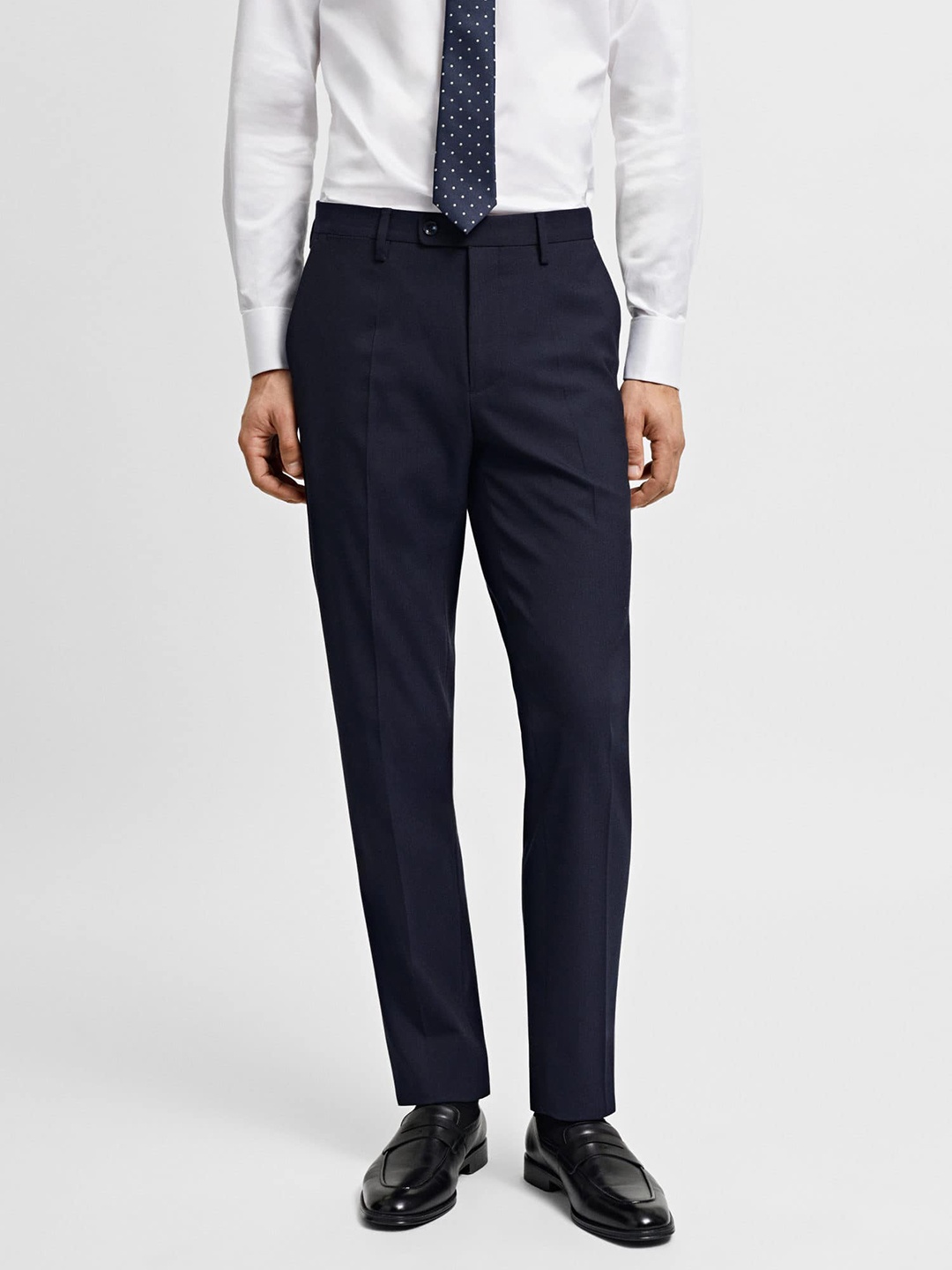 

MANGO MAN Regular Fit Formal Trousers, Navy blue