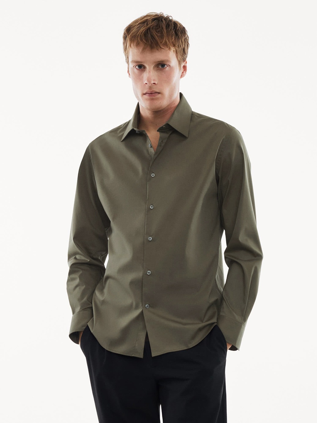 

MANGO MAN Slim Fit Performance Shirt, Khaki