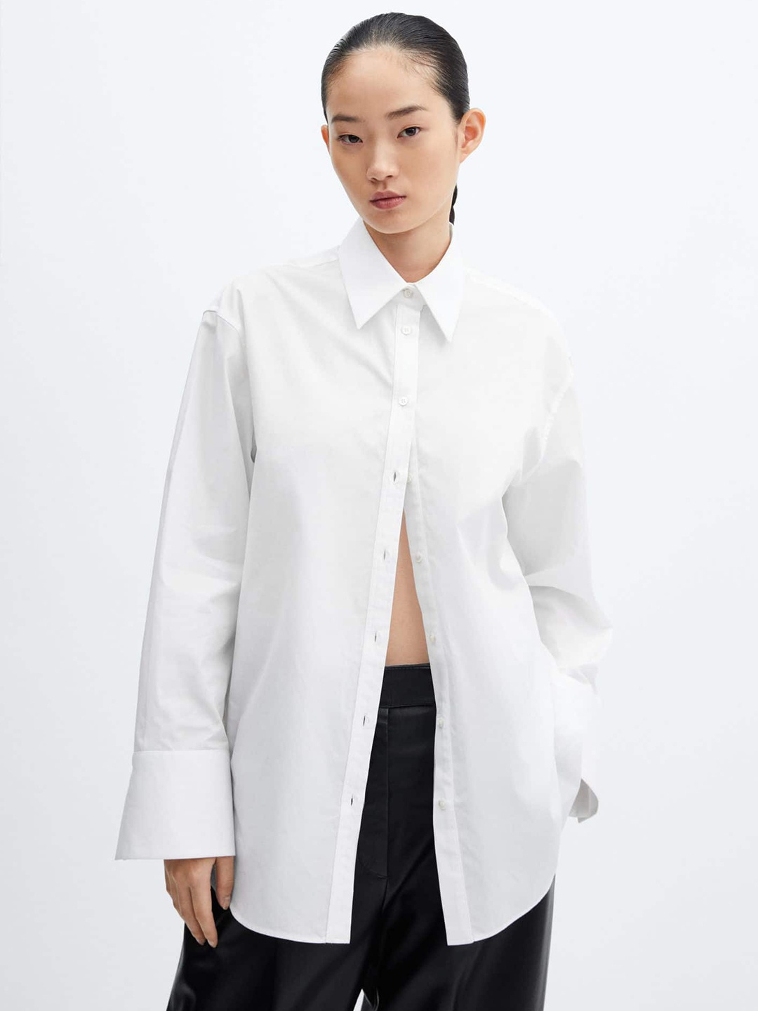 

MANGO Pure Cotton Oversized Shirt, White