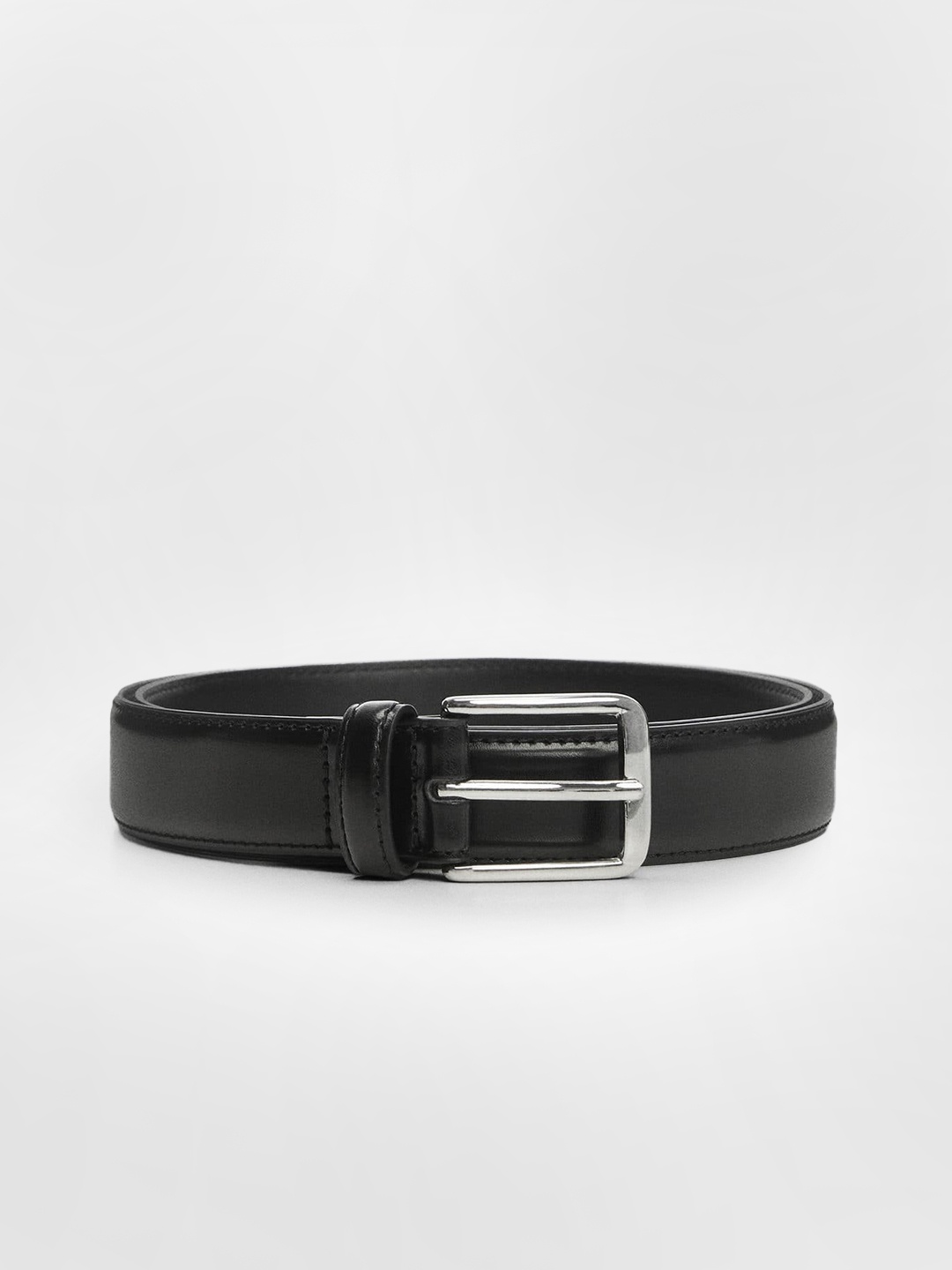 

MANGO MAN Men Leather Formal Belt, Black