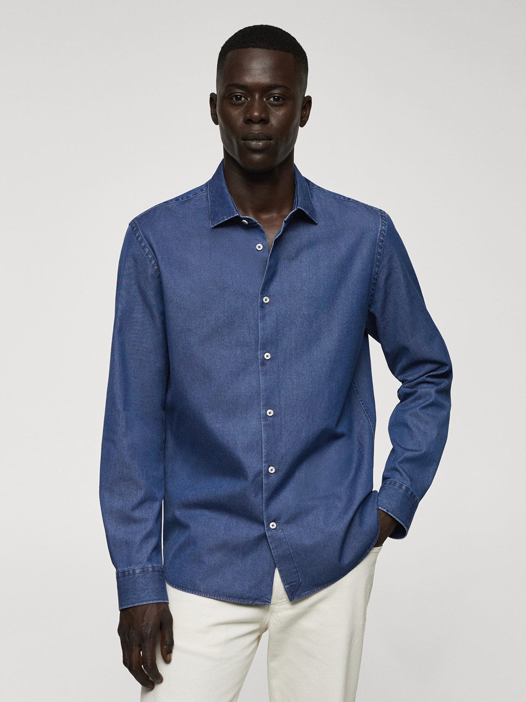 

MANGO MAN Pure Cotton Casual Shirt, Blue