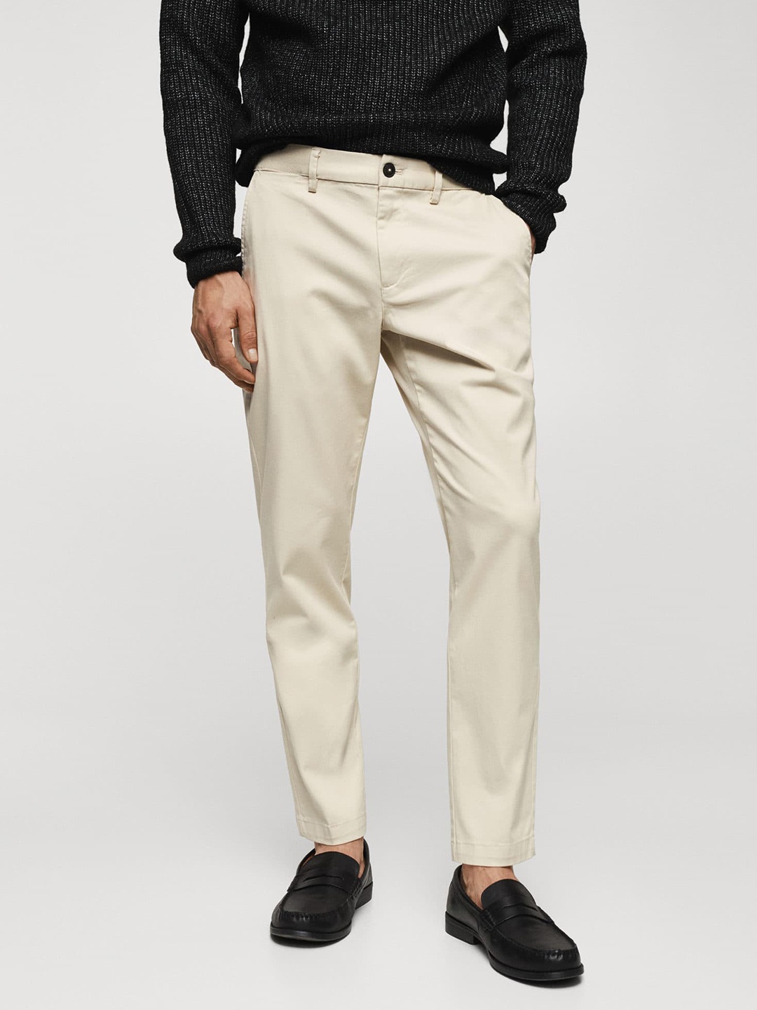 

MANGO MAN Regular Fit Formal Trousers, Beige