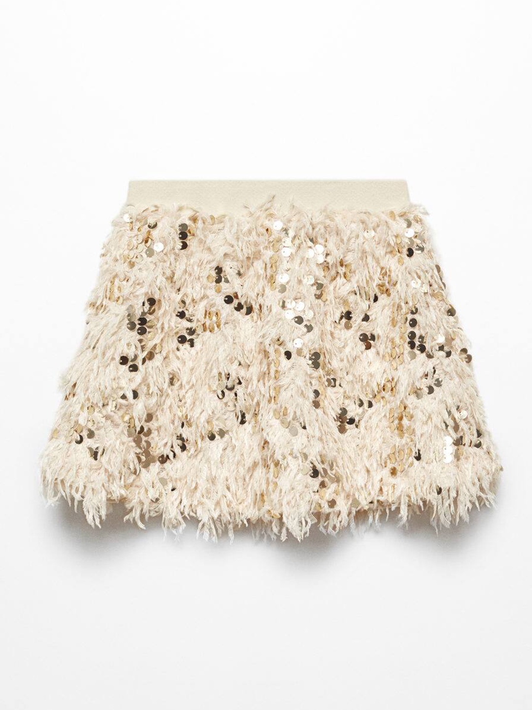 

Mango Kids Girls Sequined Above Knee A-Line Skirt, Beige
