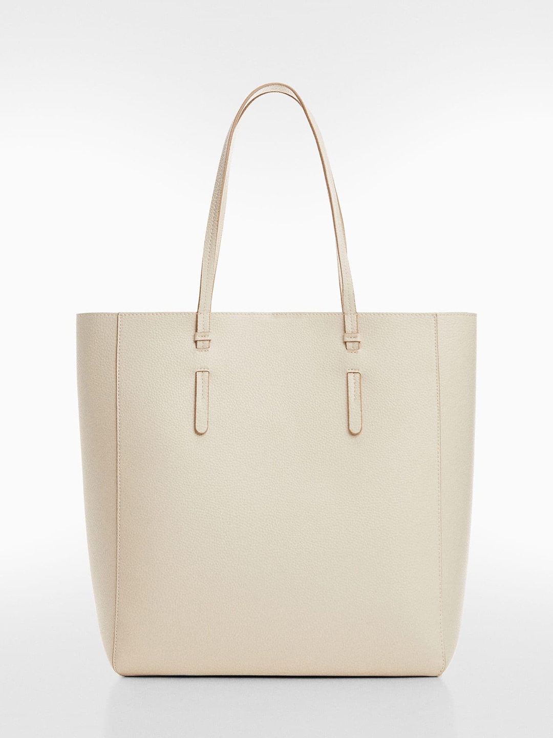 

MANGO Textured Shopper Tote Bag, Beige