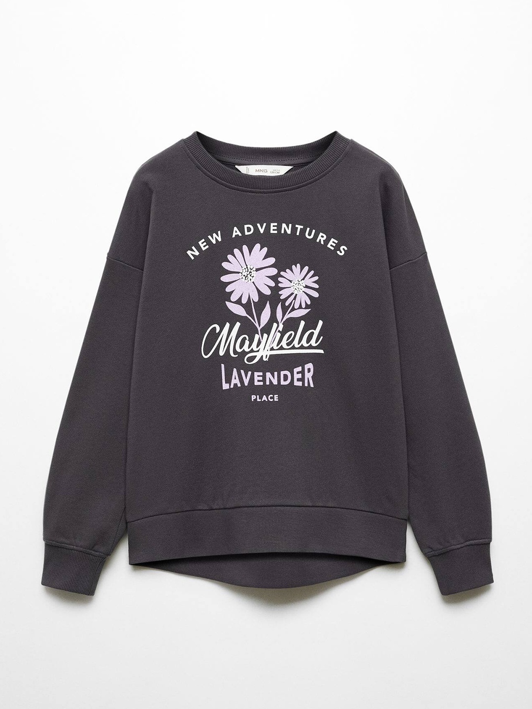 

Mango Kids Girls Floral Printed Pure Cotton Sweatshirt, Charcoal