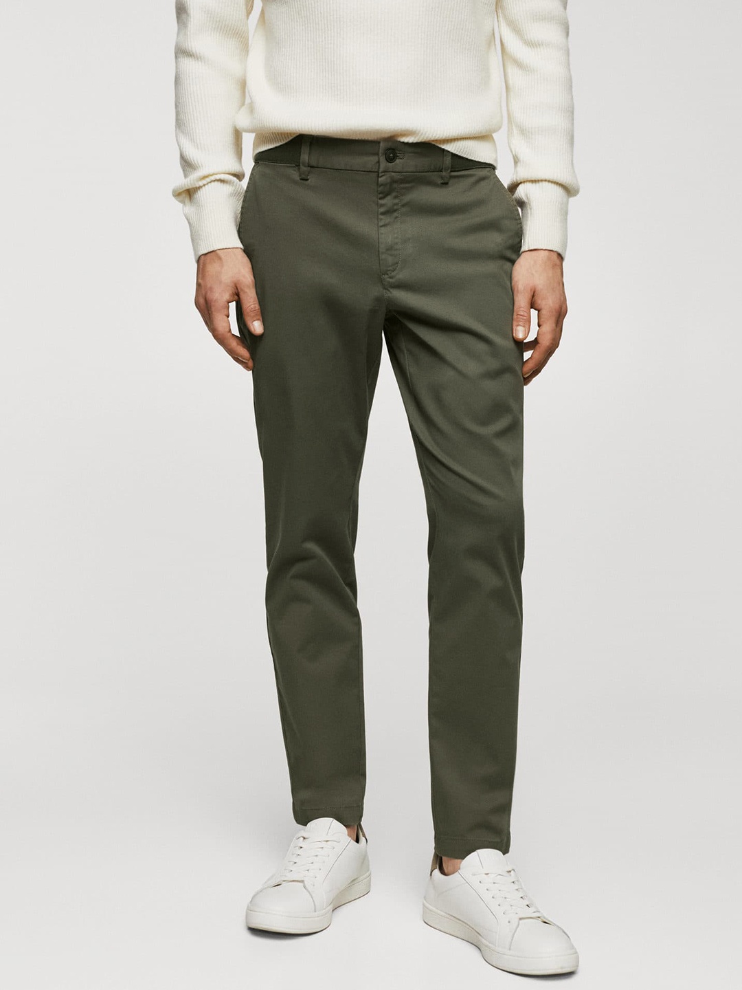 

MANGO MAN Regular Fit Formal Trousers, Olive