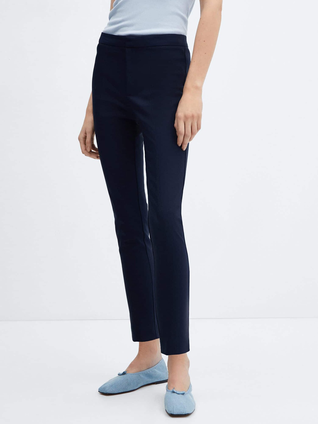 

MANGO Women Skinny Fit Trousers, Navy blue