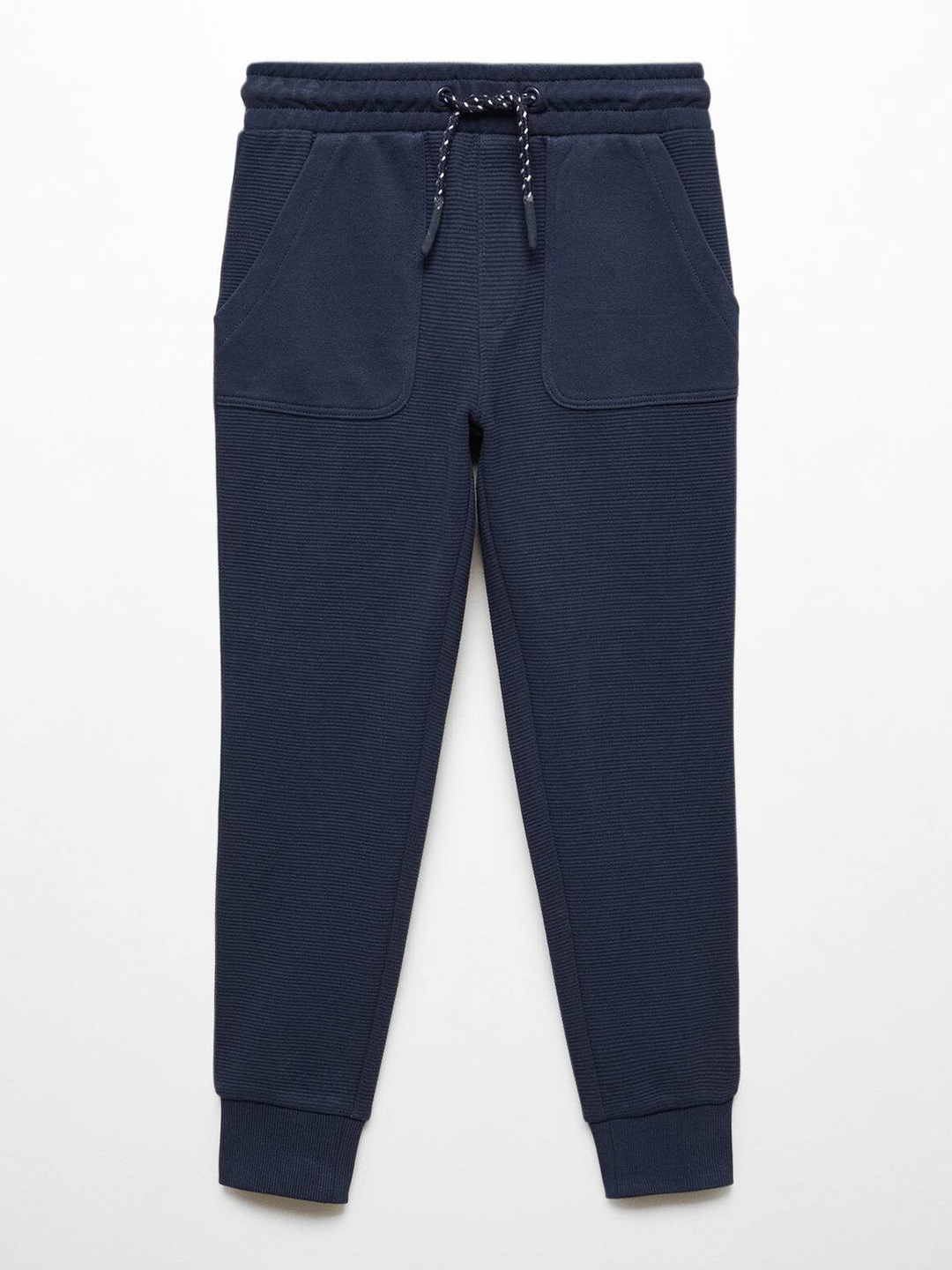 

Mango Kids Boys Self-Striped Pure Cotton Joggers, Navy blue