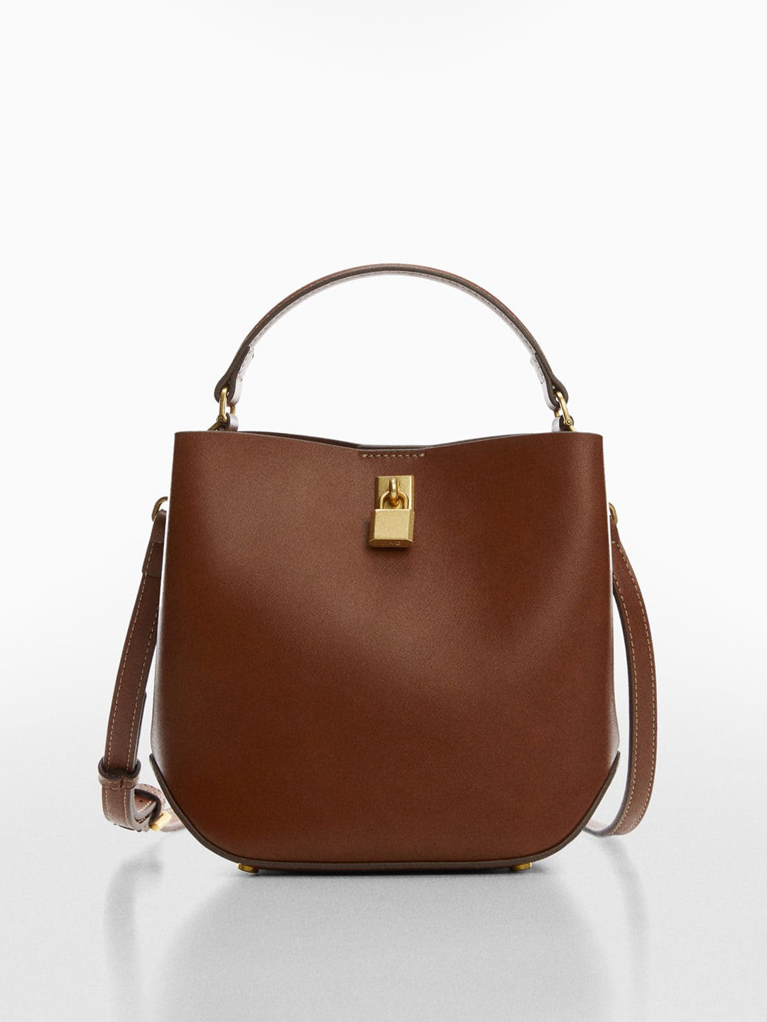 

MANGO Structured Handheld Bag, Brown