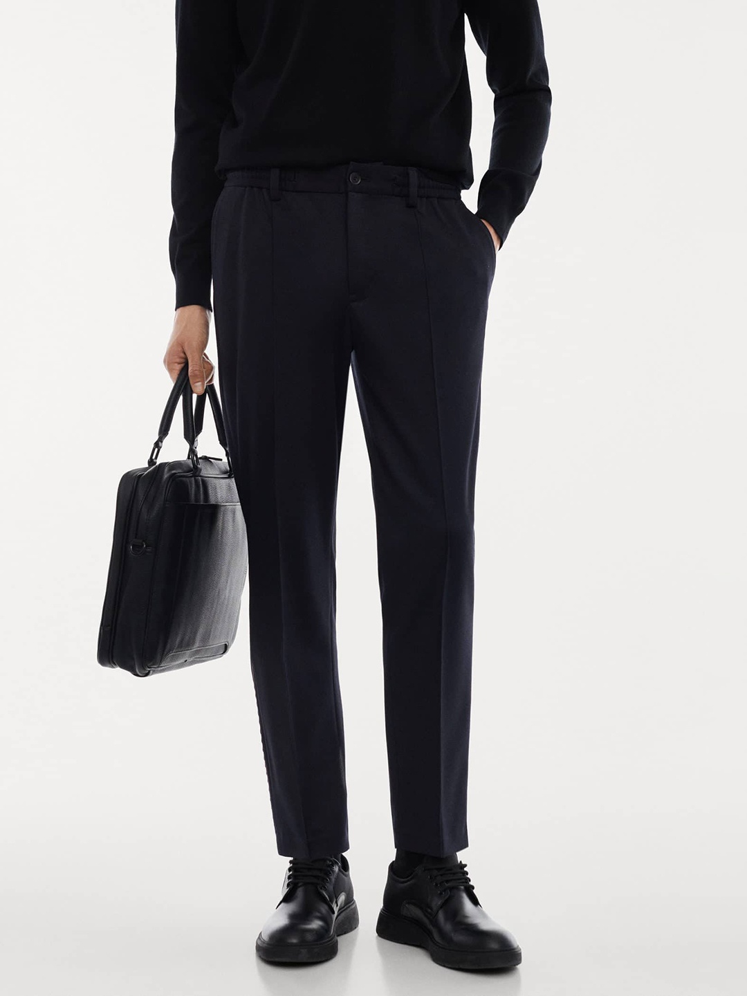 

MANGO MAN Regular Fit Formal Trousers, Navy blue