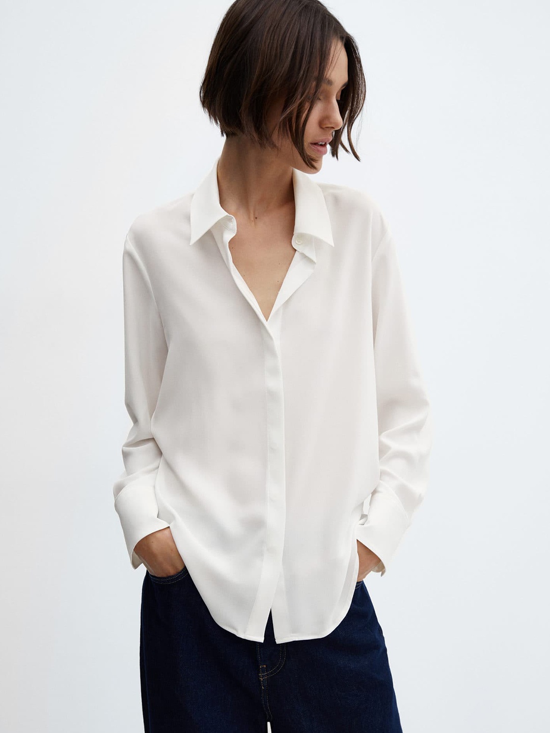 

MANGO Full Sleeves Casual Shirt, White