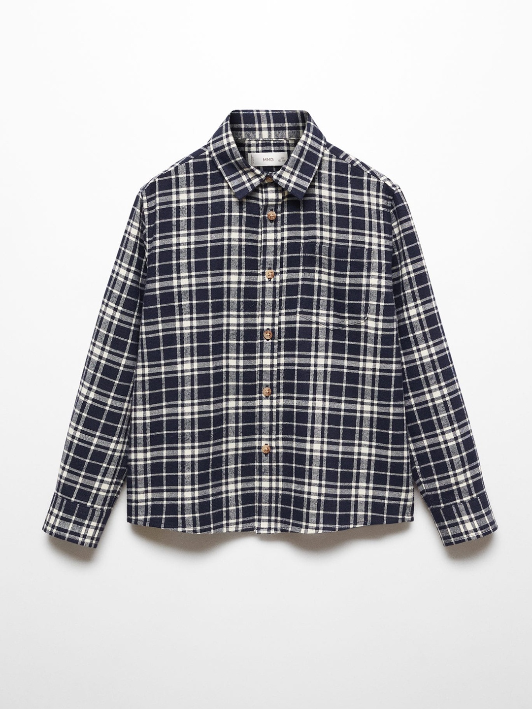 

Mango Kids Boys Tartan Checked Pure Cotton Casual Shirt, Navy blue