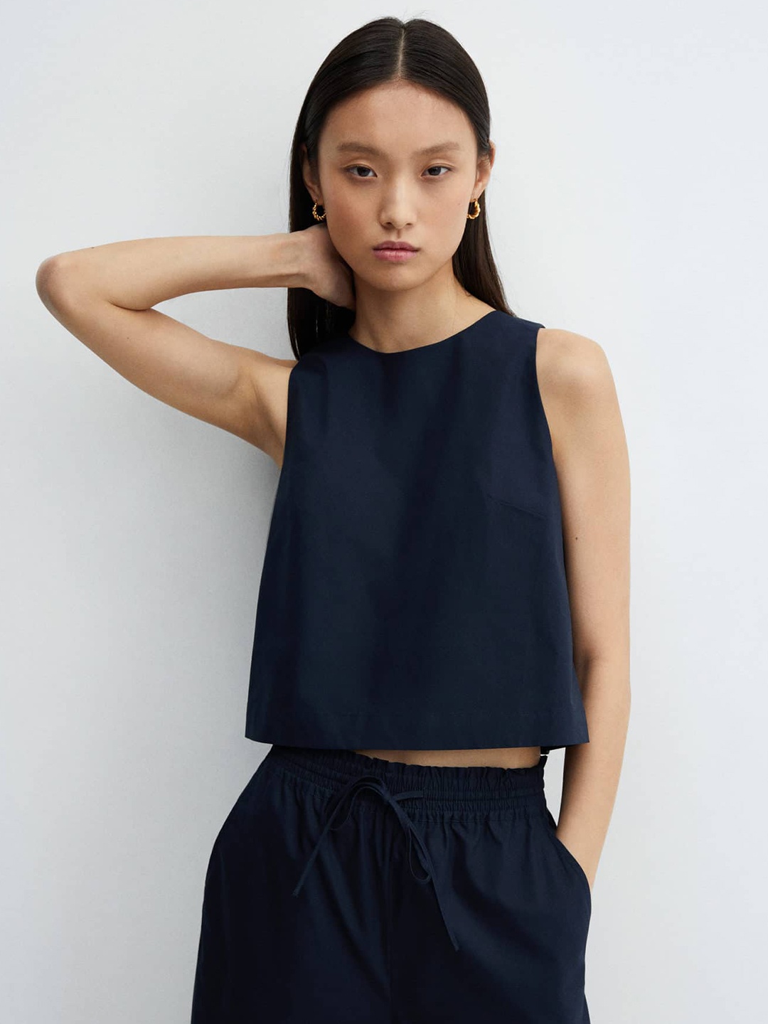 

MANGO Cotton Top, Navy blue