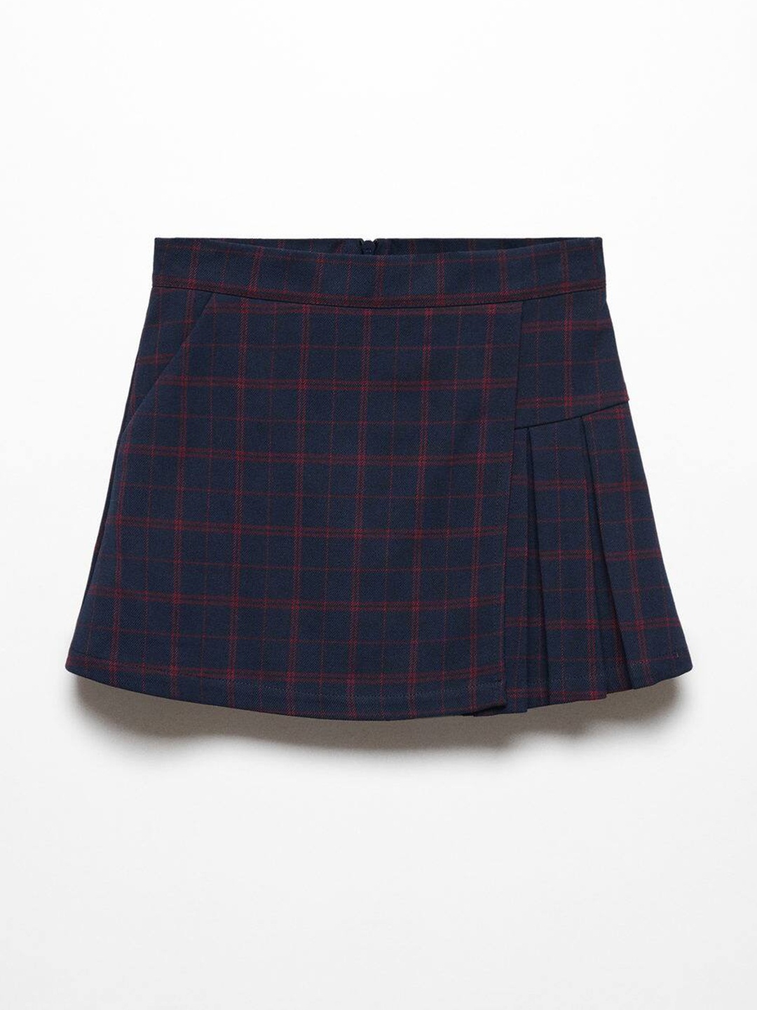 

Mango Kids Girls Checked Wrap Style Flared Mini Skirt, Navy blue