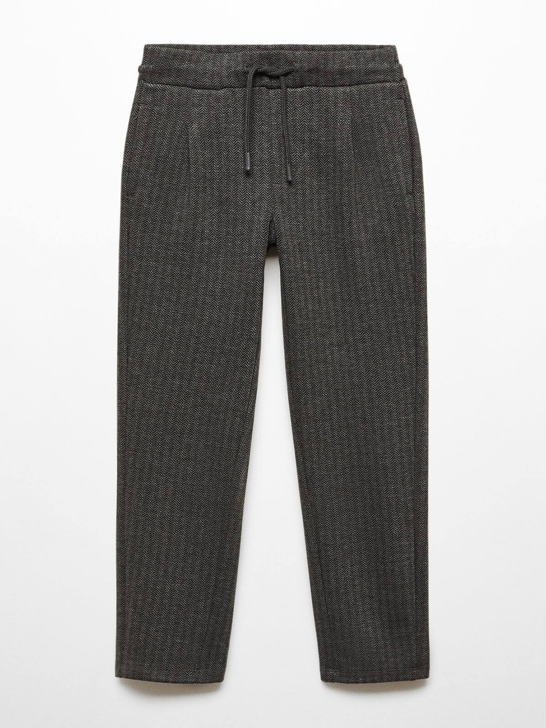 

Mango Kids Boys Woven-Design Pleated Trousers, Charcoal