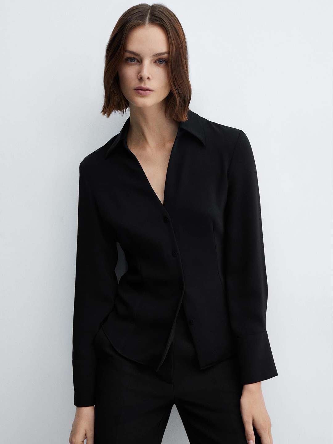 

MANGO Full Sleeves Casual Shirt, Black