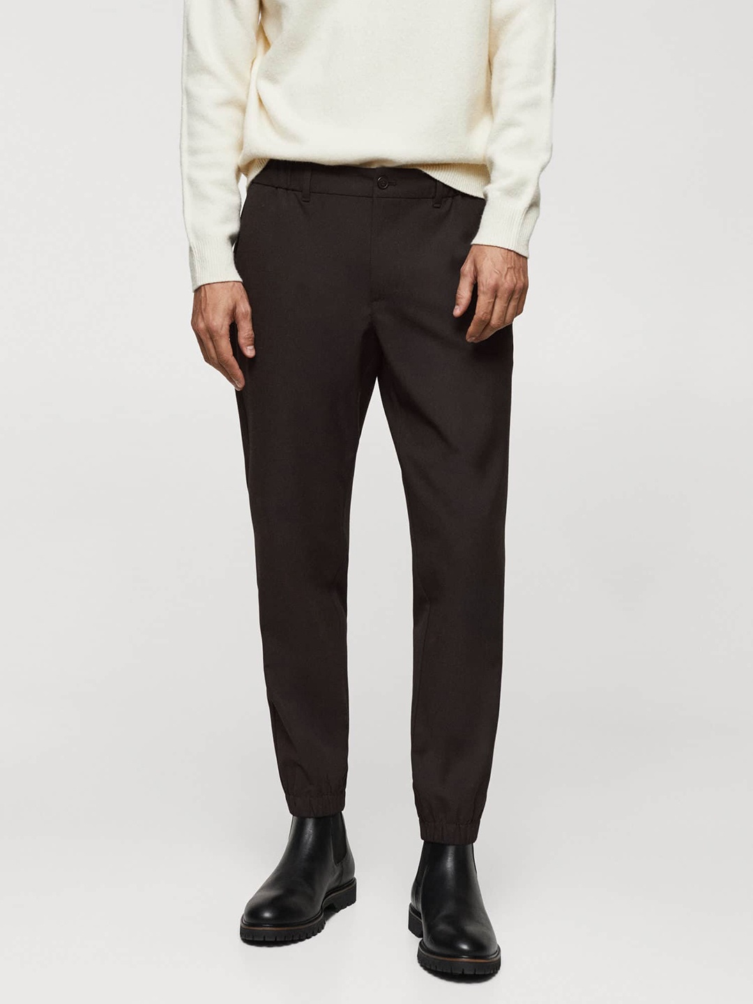 

MANGO MAN Regular Fit Formal Trousers, Brown