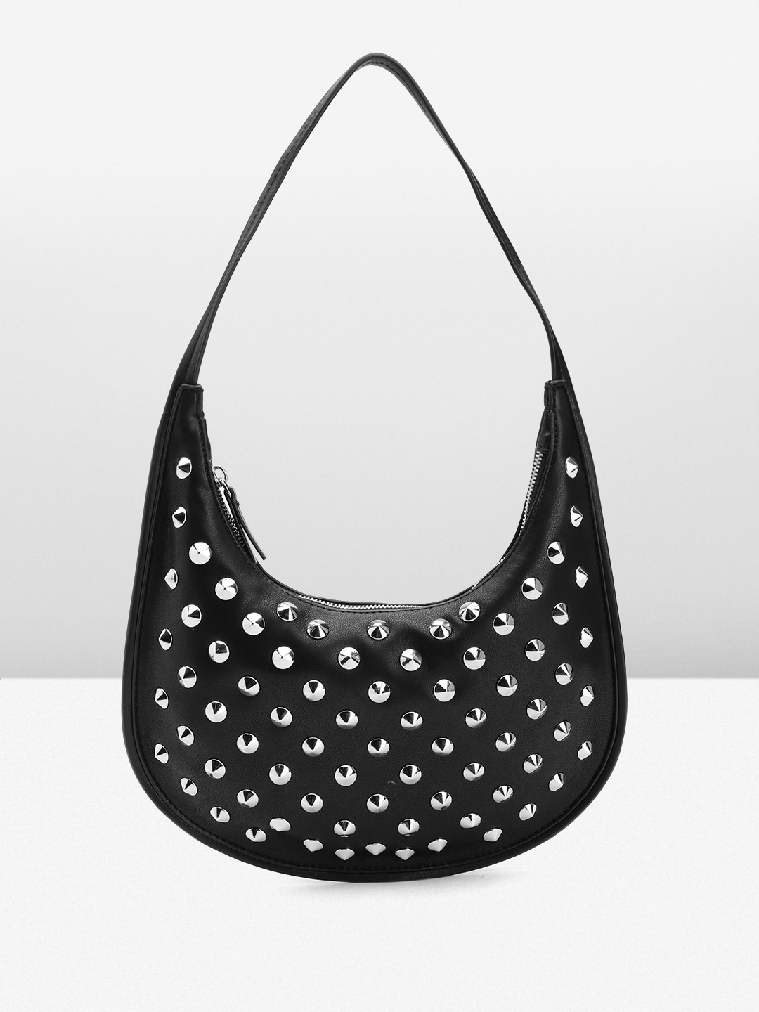 

MANGO Studded Baguette Bag, Black