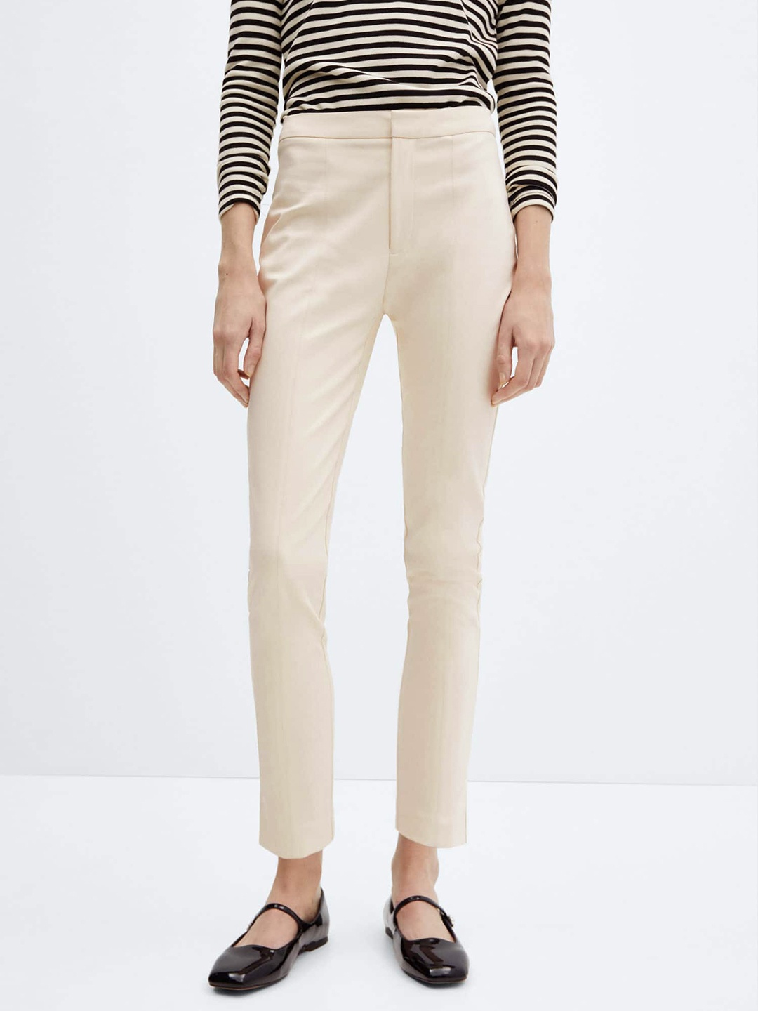 

MANGO Women Skinny Crop Trousers, Cream