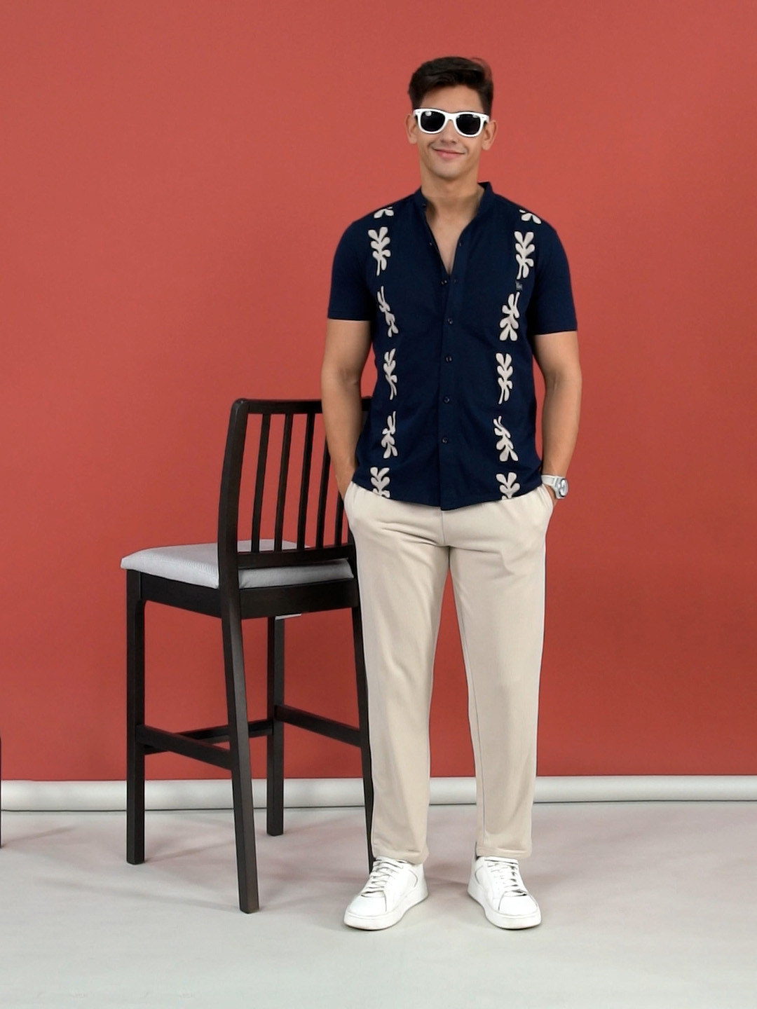 

BULLMER Abstract Printed Shirt With Trousers, Navy blue