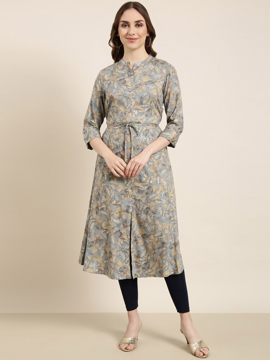 

SHOWOFF Paisley Printed Pastels Kurta, Grey