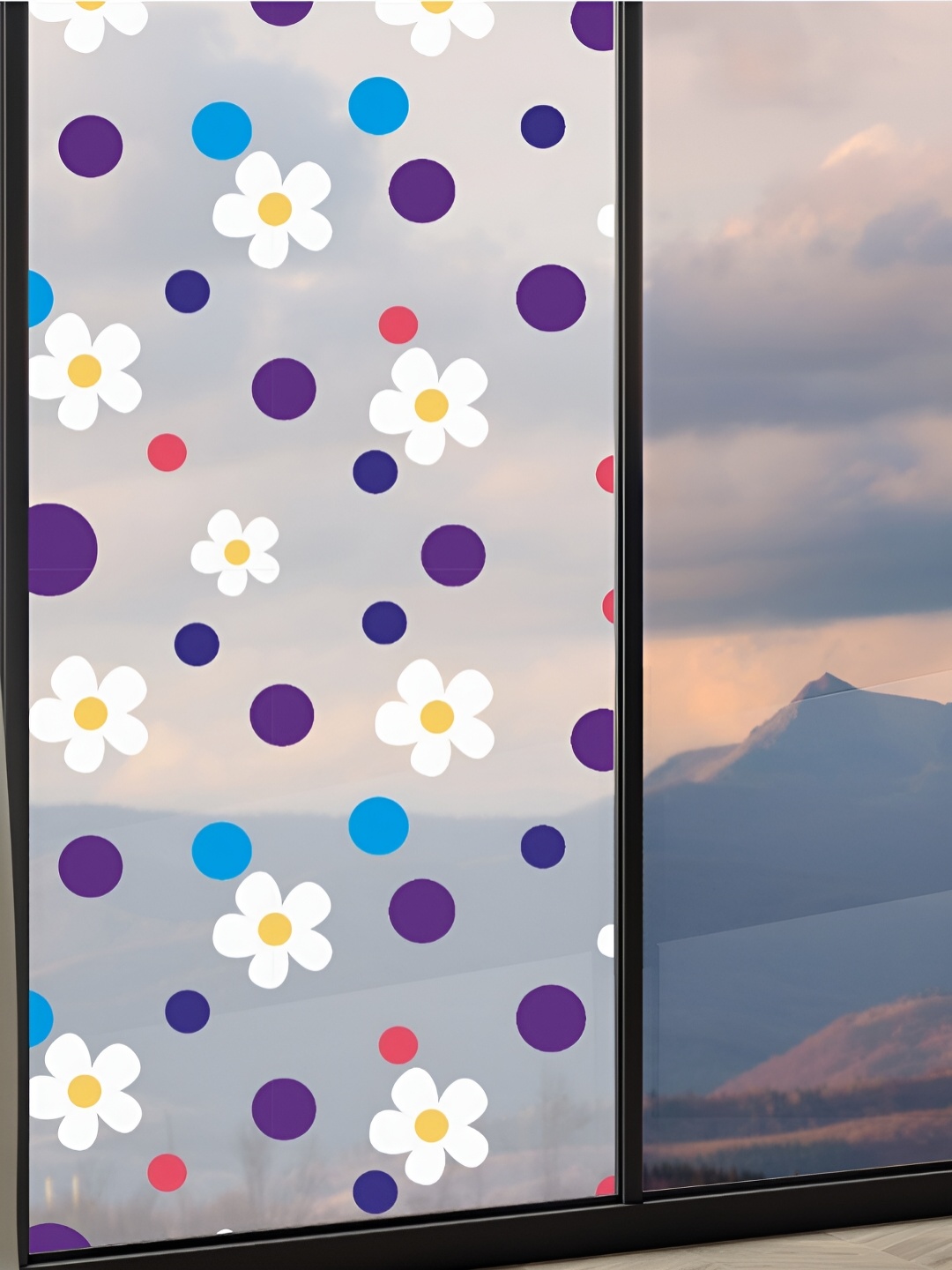 CVANU Transparent & Purple Printed Self-Adhesive Window Film