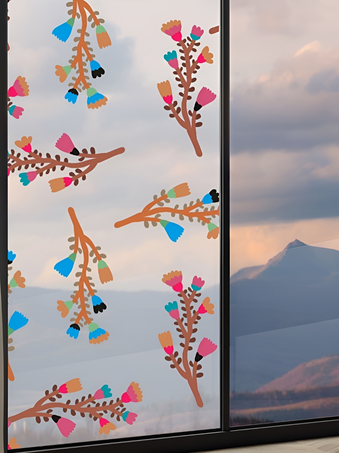 CVANU Transparent & Brown Printed Self-Adhesive Window Film
