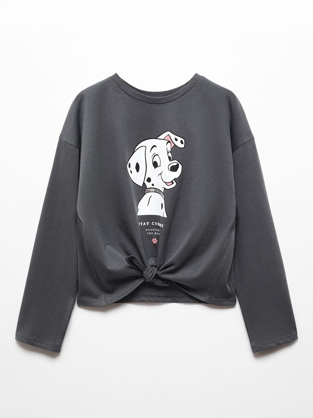 

Mango Kids Girls Pure Cotton Animal Graphic Printed T-shirt, Grey