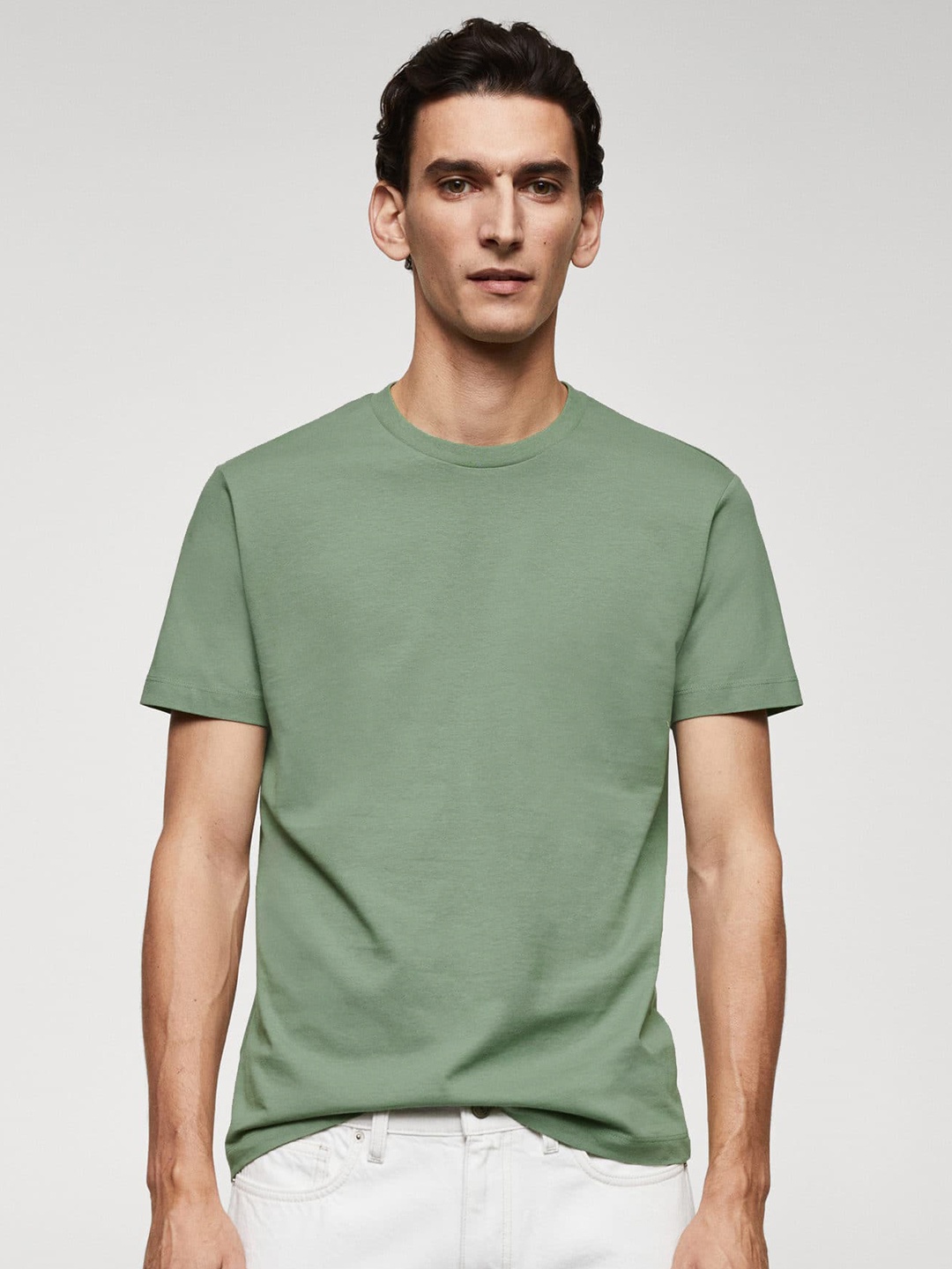 

MANGO MAN Pure Cotton T-shirt, Green