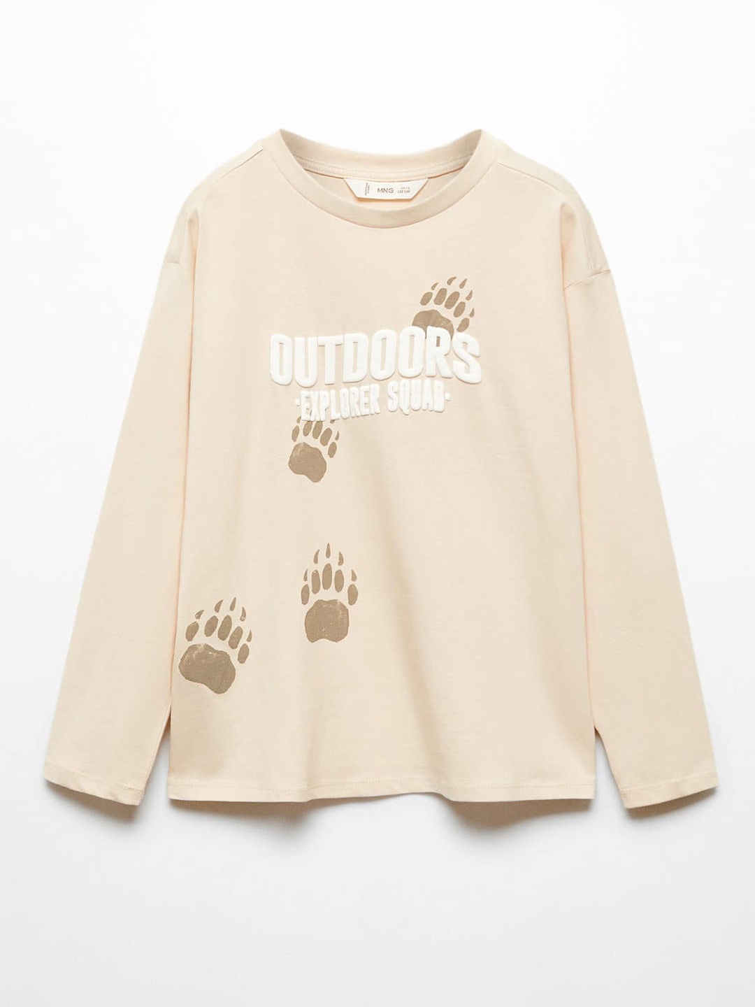 

Mango Kids Boys Pure Cotton Typography Printed T-shirt, Beige